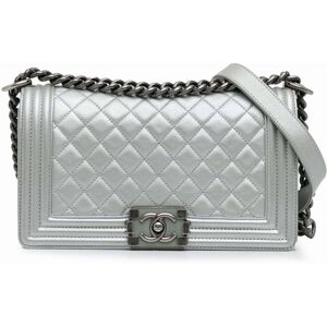 Pre-owned Chanel Medium Metallic Boy Flap Silver