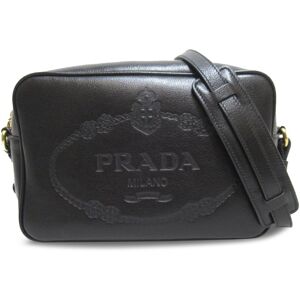 Pre-owned Prada Glace Calf Logo Crossbody Black