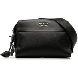 Pre-owned Prada Saffiano and City Calf Esplanade Crossbody Black