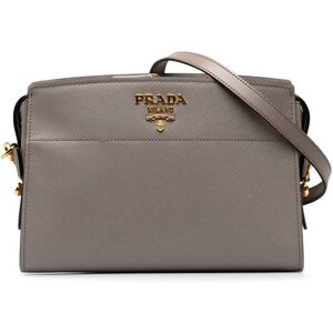 Pre-owned Prada Saffiano and City Calf Esplanade Crossbody Gray