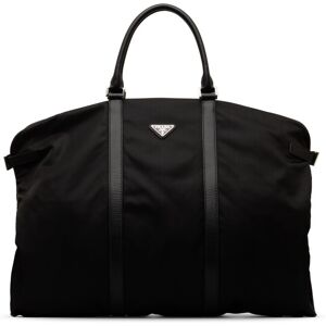 Pre-owned Prada Saffiano Trimmed Tessuto Garment Bag Black