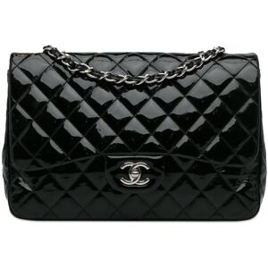 Pre-owned Chanel Jumbo Classic Patent Single Flap Bag Black