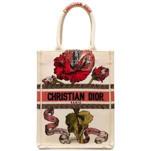 Christian Dior Pre-owned Dior Fleurs Bibliques Embroidery Vertical Book Tote Brown