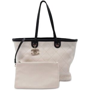 Pre-owned Chanel Small Caviar Shopping Fever Tote White