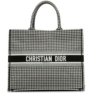 Christian Dior Pre-owned Dior Large Houndstooth Embroidered Book Tote Black