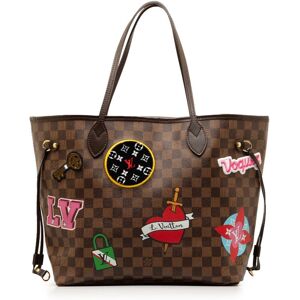 Pre-owned Louis Vuitton Damier Ebene Neverfull Patches MM Brown