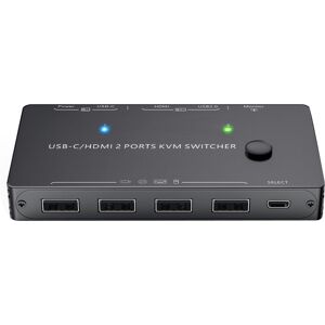 Shoppo Marte KCEVE-201TC HDMI +Type-C Input 2 In 1 Out 4K 60HZ KVM HD Switcher(Black)