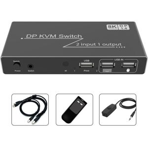 INF 2 i 1 ud DP DisplayPort KVM switcher 8K 60Hz