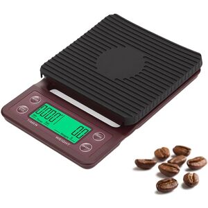 Shoppo Marte Hand Punch Coffee Scales Timing Electronic Timer Scale Kitchen Scales, Model:5kg/0.1g(Wine Red)