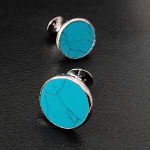 My Store Crystal Zirconia Vintage Floral Shirt Cufflinks, Color: Blue Vermiculite