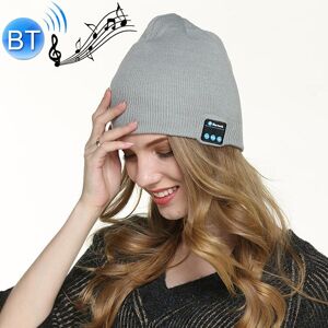 My Store Bluetooth 5.0 Wireless Call Music Warm Knitted Hat (Grey White)