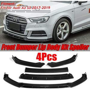 ELUTO 4 stk spoilerlæbe frontspoiler spoiler frontlæbe til Audi A3 S3 S-line 2017-2019