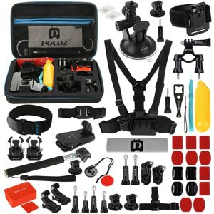 PULUZ 53 in 1 Accessories Total Ultimate Combo Kits with EVA Case (Chest Strap + Suction Cup Mount + 3-Way Pivot Arms + J-Hook Buckle + Wrist Strap +