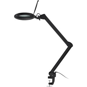 Goobay LED-luplampe med klemme, 10 W, sort 800 lm, lysstyrke og lysfarve justerbar, 127 mm glaslinse, 1,75x forstørrelse, 3 dioptrier