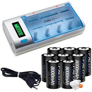 SupplySwap Genopladelige D-størrelse batterier, 8000mAh kapacitet, Ideelle til lommelygter., 12V, 4-batteri -oplader