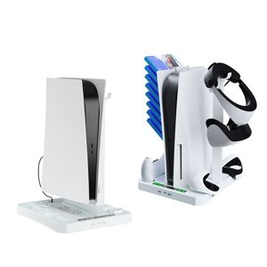 High Discount Til PS5 ipaly Host Multifunktionel Cooling Base VR2 Håndtag opladning Stand Disk opbevaring rack (hvid)
