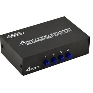 FJGEAR FJ-401AV Lotus Head Interface 4-way AV Audio and Video Switcher(Black)