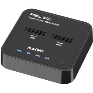 Maiwo K3016P dockingstation til disk kloning af NVMe SSD 1: 1 10 Gbps M-Key og Key B + M