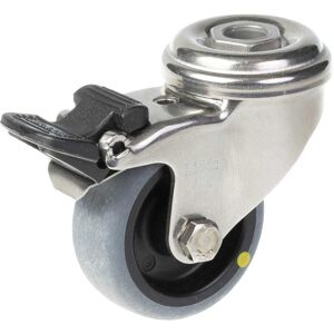 Parnells 50mm stainless steel swivel/brake castor with grey electrically conductive therm