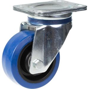 Parnells 125mm swivel castor with blue elastic rubber on nylon centre wheel