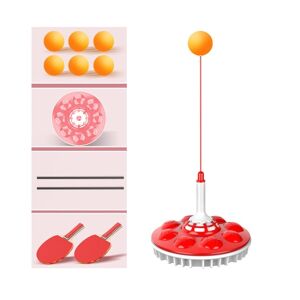 Shoppo Marte Household Suction Cup Self-Training Elastic Flexible Shaft Children Parent-Child Training Table Tennis Trainer, Style:  2 Poles 6 Balls (Red)