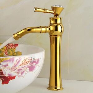 Shoppo Marte All Bronze Bathroom Basin Hot And Cold Water Faucet, Style: Gold High Model