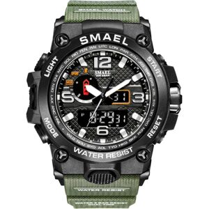 SMAEL 1545D Chronograph Calendar Alarm Clock Night Light Waterproof Watch Outdoor Men Watch(Army Green)