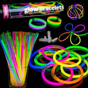 TheGlowHouse 100-Pack - Självlysande Armband / Glowsticks - Multifärg