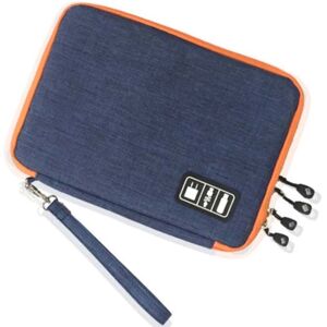 shopnbutik Double Layer Digital Storage Bag Data Cable Finishing Bag Elastic Waterproof Portable Electronic Storage Bag, Size:28x20x3.5cm(Blue)