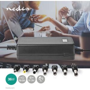 Nedis Universal AC Power Adapter   36 W   5 - 24 V DC   1.80 m   2.4 A - 3.0 A A   7 plug(s)   Sort