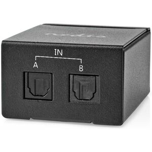 Nedis Digital Audio Switch   1-veje   Tilslutninger indgang: DC strøm / 2x TosLink   Tilslutninger udgang: TosLink Hun   Manual / Switch   Metal   Sort