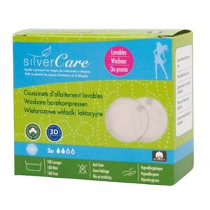 Masmi Silver Care genanvendelige ammeindlæg af økologisk bomuld, 2 stk