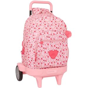 School Rucksack with Wheels Vicky Martín Berrocal In bloom Pink hearts 33 X 45 X 22 cm