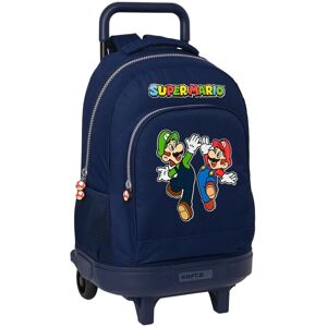 School Rucksack with Wheels Super Mario Navy Blue 33 X 45 X 22 cm