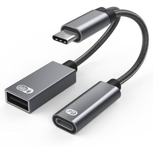 INF USB-C (han) til USB (hun) + USB-C PD ladestik og OTG adapter USB 2.0