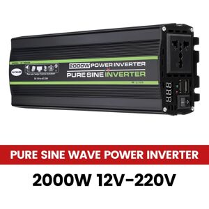 AUTSOME 12V til 220V Konverter 2000W Pure Sine Wave Power Inverter Dual USB LED Display