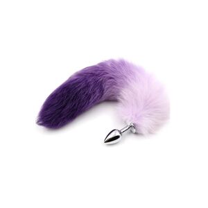 Fetish Addict Purple & White Faux Tail With Stainless Plug S Analplug med hale