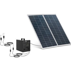 MSW Powerstation med solceller og inverter - 1000 W - 5 / 12 /230 V - 2 LED-pærer