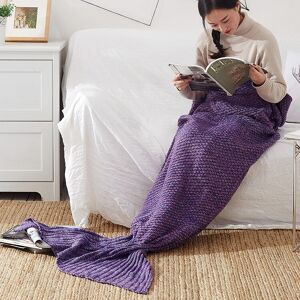 shopnbutik Mermaid Tail Blanket For Adult Super Soft Sleeping Knitted Blankets, Size:90 X50cm(Violet)