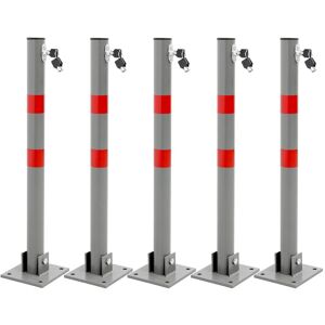 ECD-Germany Parkering barrierer Sammenklappelig Folding pullert indlæg 5-pack Pullert 70 cm rund