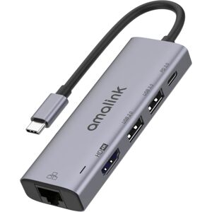 amalink 95125D Type-C / USB-C to HDMI + RJ45 + 2 Ports USB + PD 3.0 Multi-function HUB(Grey)