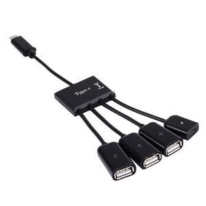 Shoppo Marte Portable 4 in 1 USB-C / Type-C to 3 Ports USB 2.0 OTG HUB Cable with Micro USB Power Supply