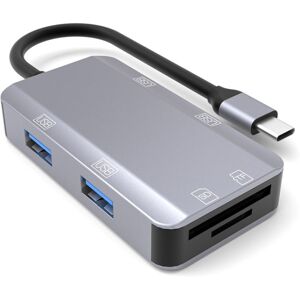 Shoppo Marte NK-3049 6 in 1 USB-C / Type-C to TF / SD Card Slot + 4 USB Female Adapter(Space Grey)