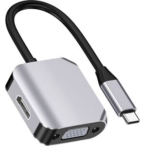 Shoppo Marte HW-6002 2 In 1 Type-C / USB-C to HDMI + VGA Adapter Converter(Grey)