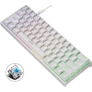 LEAVEN K620 61 Keys Hot Plug-in Glowing Game Wired Mechanical Keyboard, Cable Length: 1.8m, Color: White Green Shaft