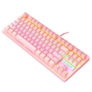 ZIYOULANG K2 87 Keys Office Laptop Punk Glowing Mechanical Wired Keyboard, Cable Length: 1.5m, Color: Pink
