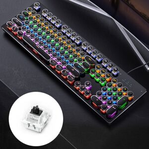 YINDIAO Electroplating Punk Mixed Light USB Mechanical Gaming Wired Keyboard, Black Shaft (Black)