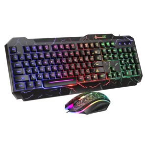 SHIPADOO D620 104-key Wired RGB Color Cracked Backlight Gaming Keyboard Mouse Kit for Laptop, PC