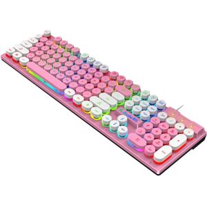 K-Snake K4 104 Keys Glowing Game Wired Mechanical Keyboard, Cable Length: 1.5m, Style: Mixed Light Pink White Punk