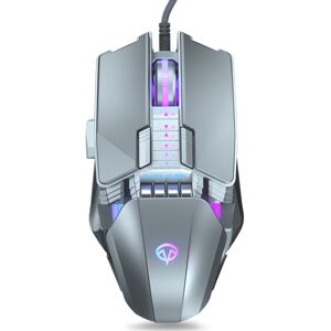 Dark Alien V710 7 Keys Metal Office Wired Glowing Mouse, Cable Length: 1.78m(Silver)